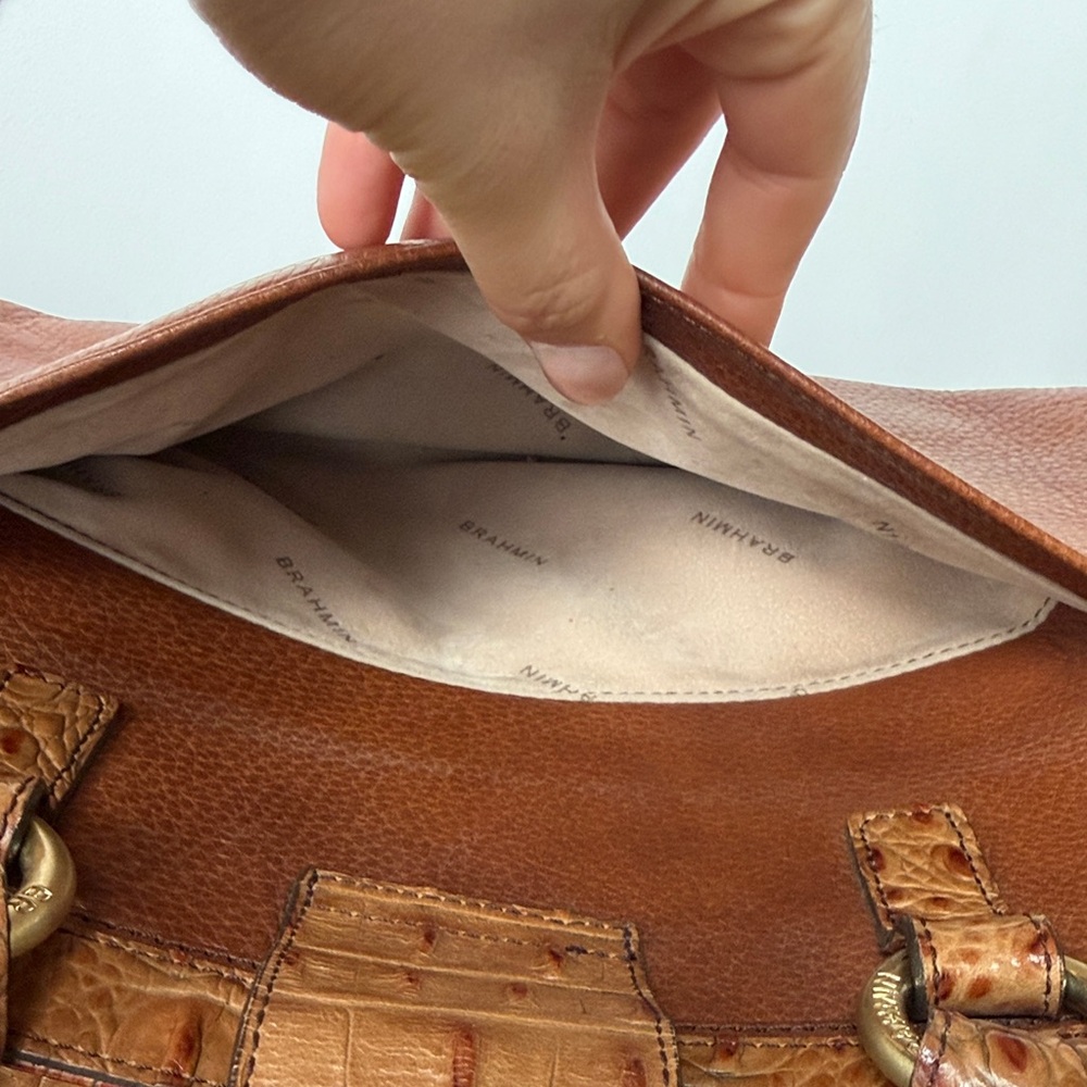 Brahmin Brown Crocodile-Embossed Handbag - Picture 10 of 15